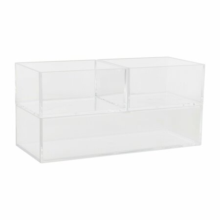 Martha Stewart Brody Set of 3 Stack and Slide Plastic Tray Office Desktop Organizers, 2- Small and 1-Medium BE-PB3316-3-CLR-MS